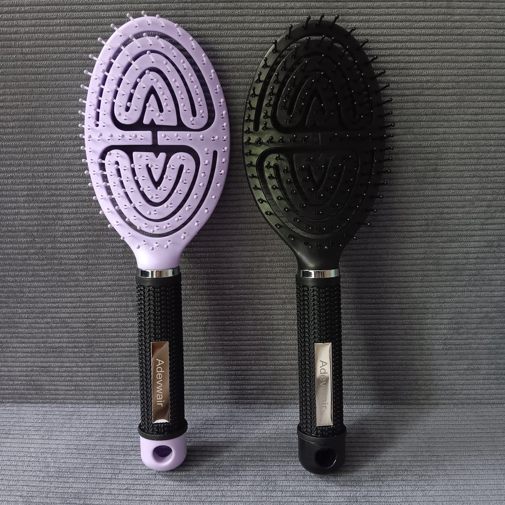2 Pack Adevwair Detangling Hair Brush Flexible Vent Paddle Brush Purple Black